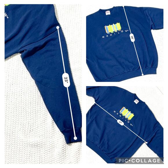 Vintage Barry Manilow Navy Crewneck Sweater XXL - Picture 5 of 7